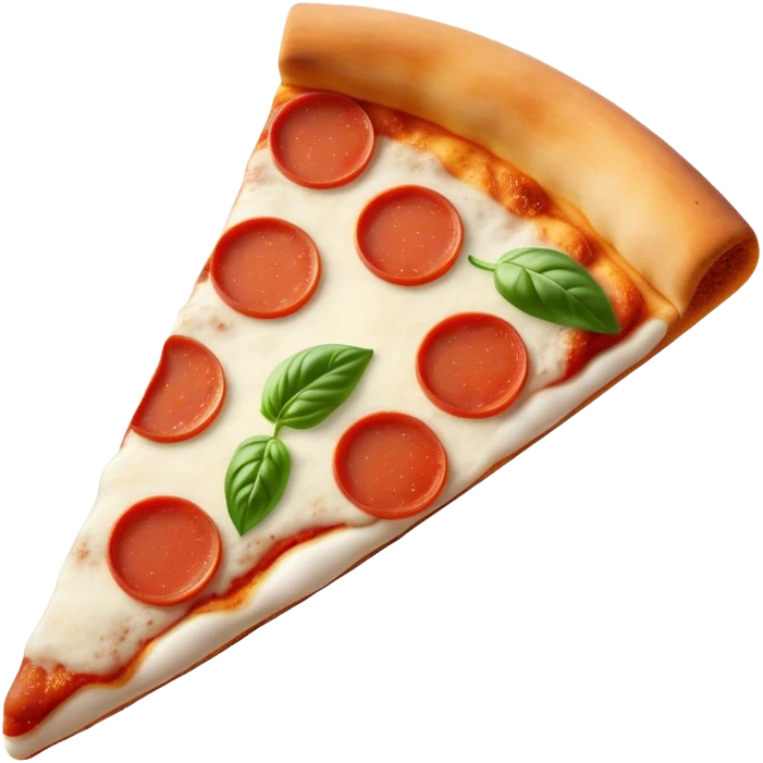 Pizza Napoletana Cinematic Realistic Pizza Napoletana Dish Emoji, depicted as a delicious slice of Neapolitan pizza with a thin, crispy crust, fresh tomato sauce, mozzarella, and basil, rendered with mouth-watering textures and vibrant, warm lighting. emoji