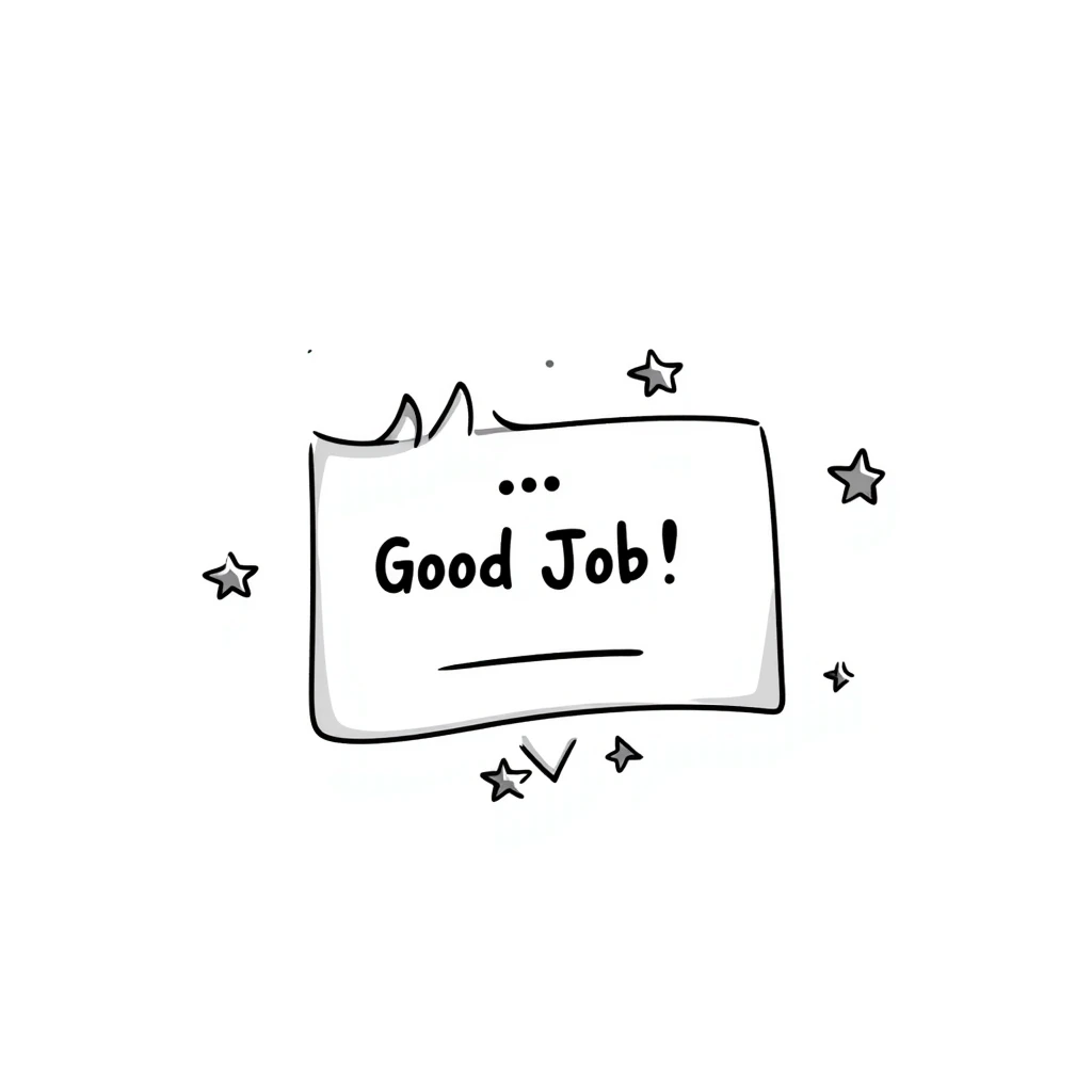 Hand drawn certificate with "Good Job!" text and stars emoji