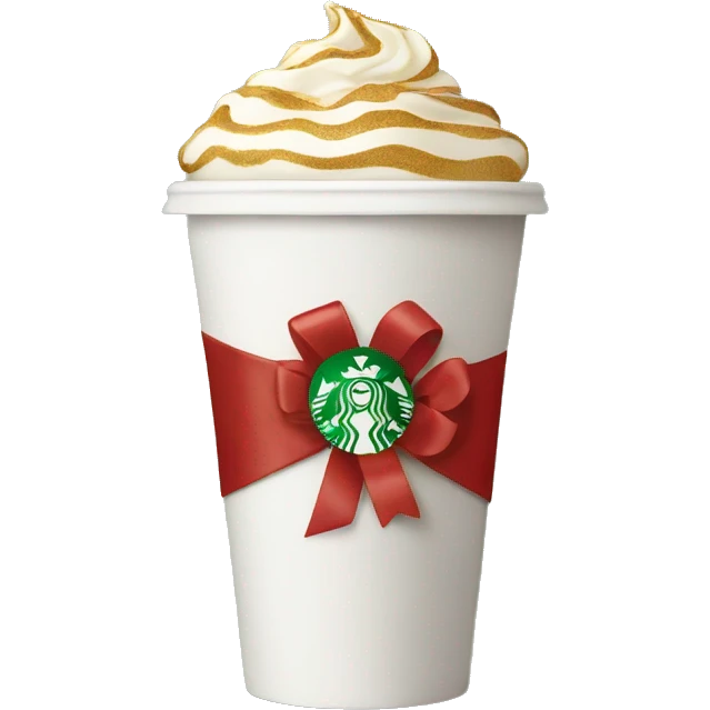 Starbucks cup with ribbon emoji
