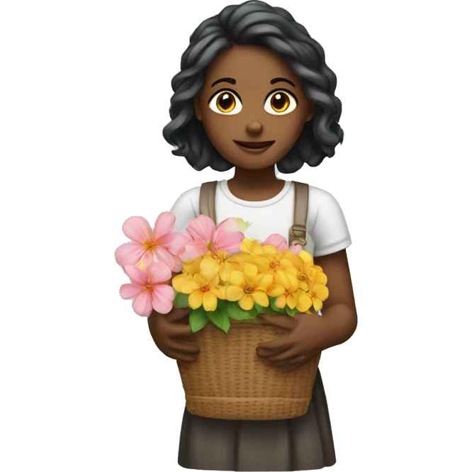a girl wit a flower basket emoji