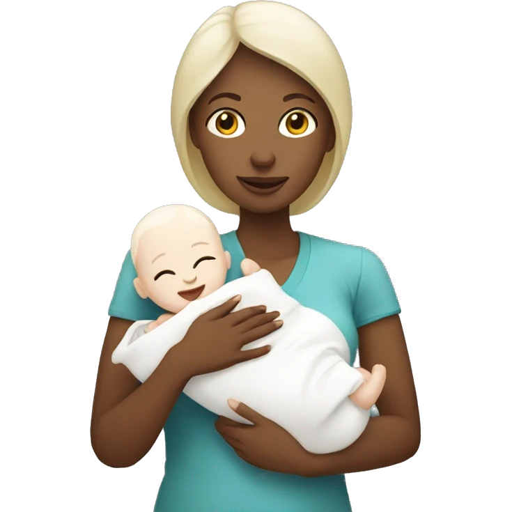 white mom holding little white baby emoji