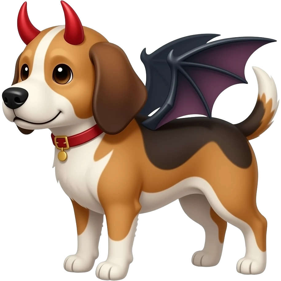 dog with red horns and bat wings emoji