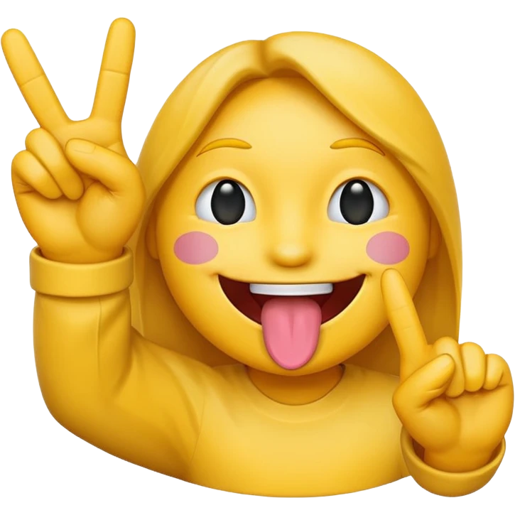 Emoji with tongue between peace sign fingers emoji