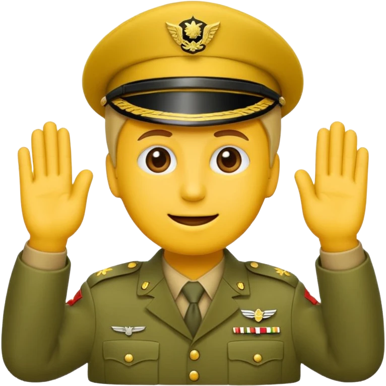 Eine salutierenden Emoji (Hautfarbe: gelb ) in Armee Klamotten männlich salutierend salutierend  emoji
