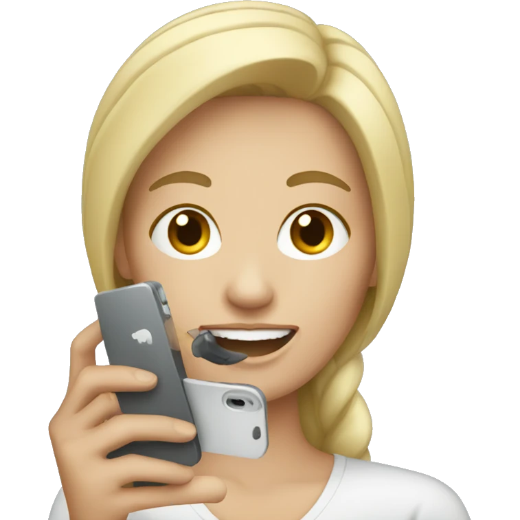 white woman holding phone emoji