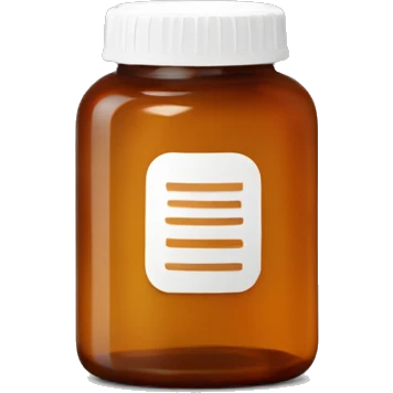 Singular Amber colored pill bottle with a plain white label emoji