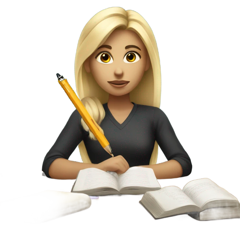 A Blonde girl studying  emoji