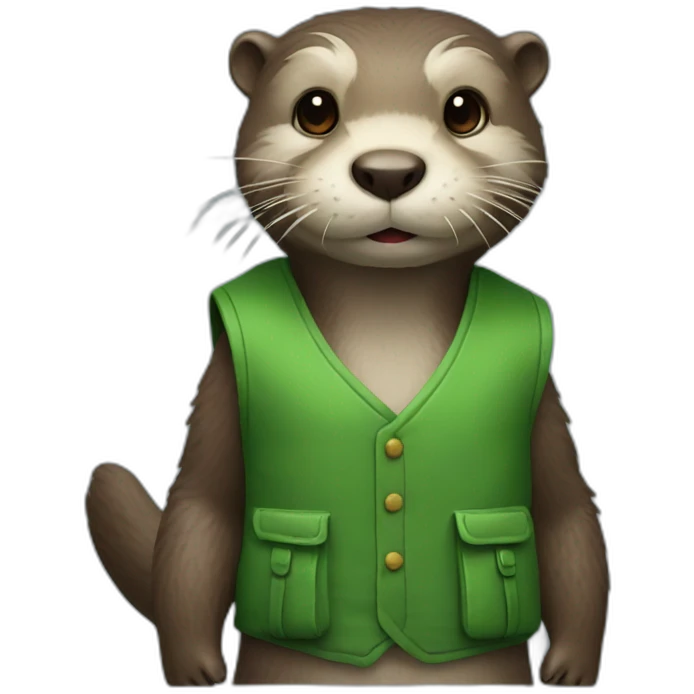 Otter in green vest written "M" emoji