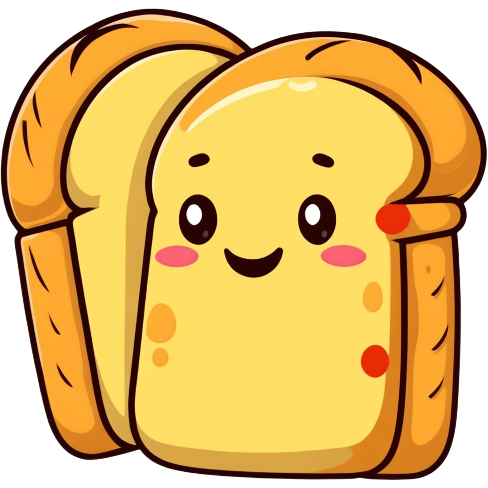 French bread with a happy face emoji