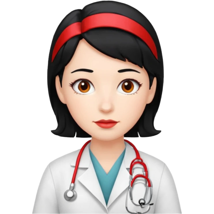 doctor with black hair and red hairclips  emoji