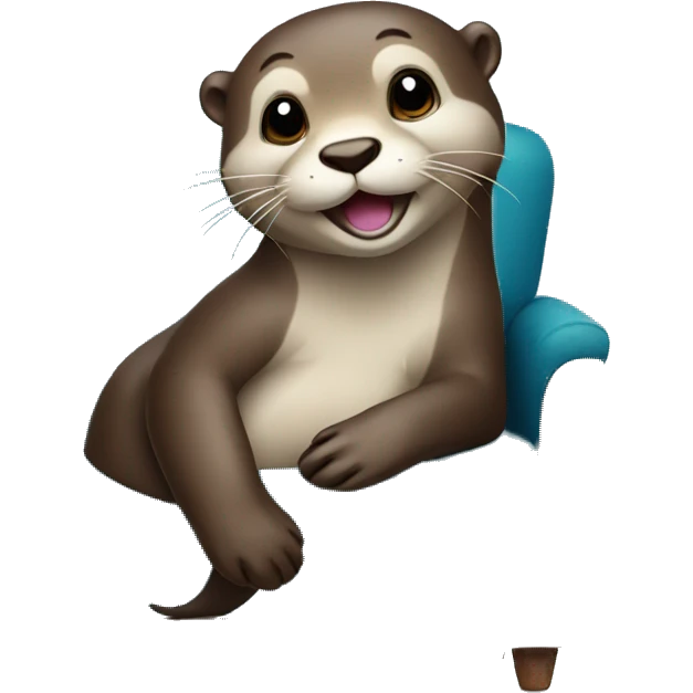 happy otter chilling on a blue couch emoji
