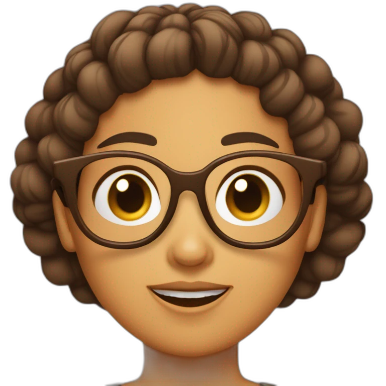 Chica pelo corto y marrón con gafas emoji