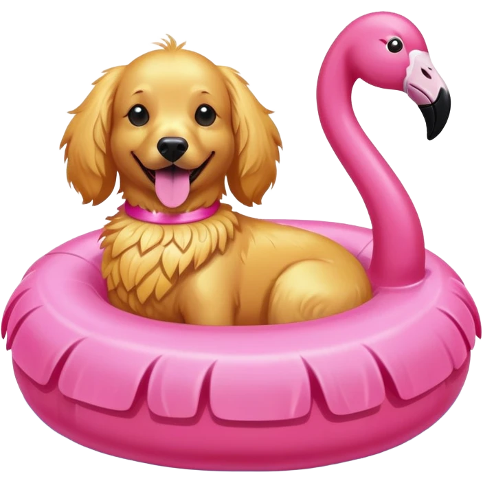 Dog Swimming in a Pool on a Flamingo emoji