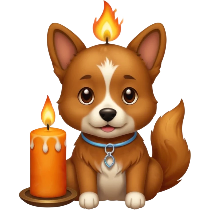 dog holding a lit aromatic candle in hand emoji