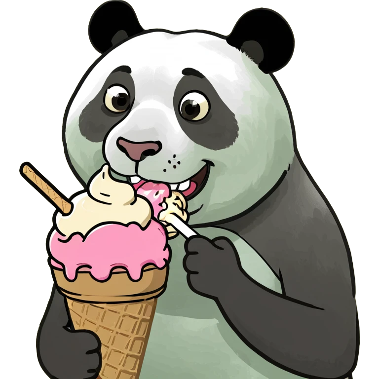 Panda eating ice cream emoji