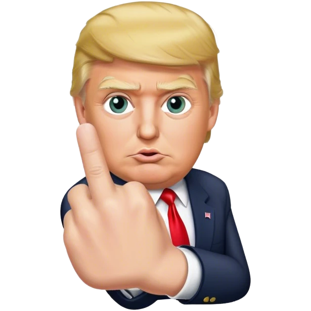 Donald Trump shows one finger photorealistic hyperrealistic emoji