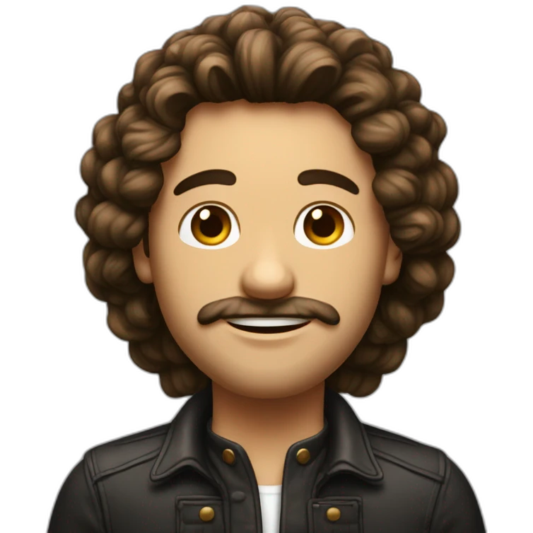 Un homme bronzé avec les cheveux long bouclés noir emoji