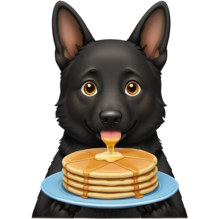  black German shepherd with natural ears and pancakes emoji
