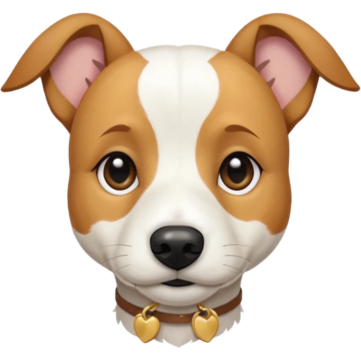 a full body facing front on of a buff white beagle cross jack russell terrier looking dog the size of a kelpie with light brown long ears resting on its face and a light brown patch above one eye and a large snout. the rest of the dog is completely white.  emoji