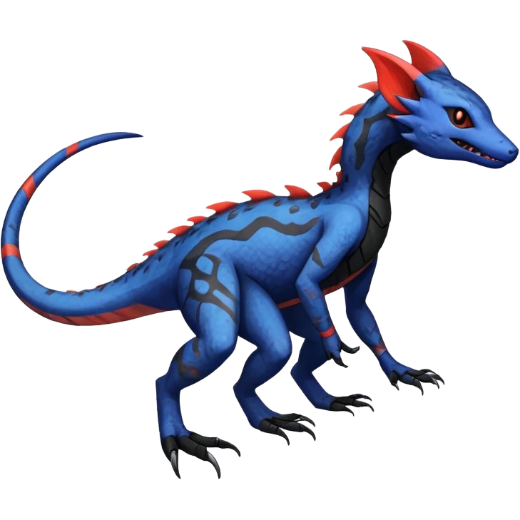 Rare realistic exotic edgy gothic gloomy cool badass epic pretty beautiful handsome gorgeous aesthetic colorful vibrant Vernid-Trico-species-Fakemon-Salandit-hybrid-creature by LiLaiRa, 4 legs, 1 tail, random markings, (full body) emoji