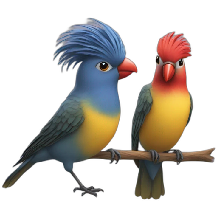 love bird wearing a toupee emoji