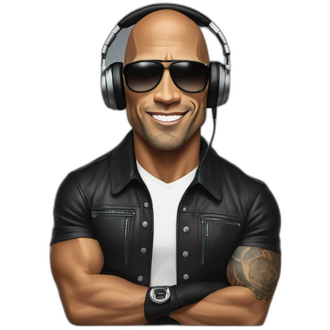 the rock as a DJ emoji