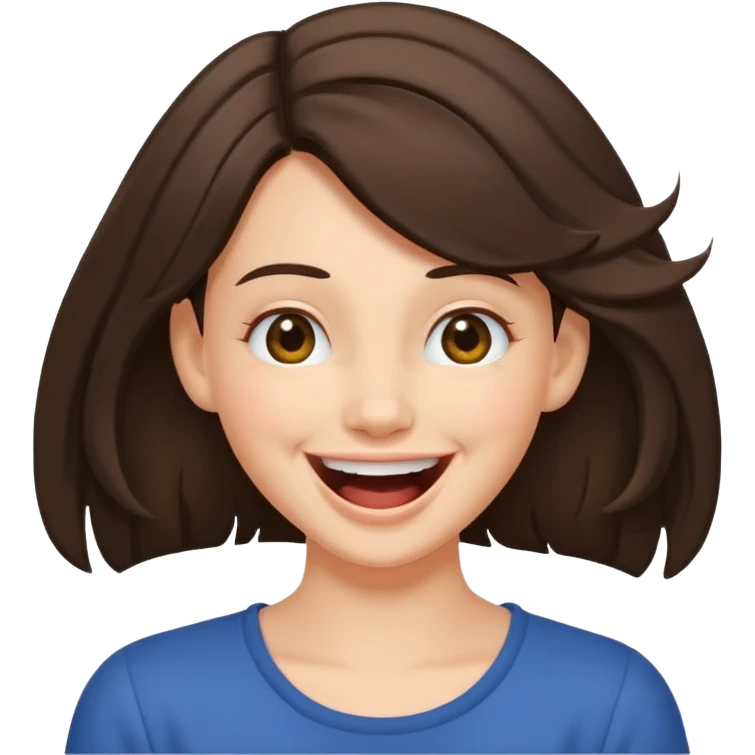 laughing brunette tucking hair behind ear emoji