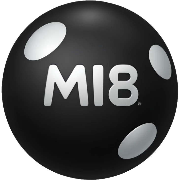 Black Ball with MB written on it. Nothing else no holes. emoji