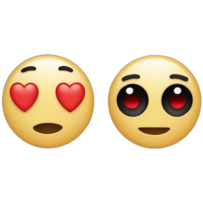 emoji with heart one eyes one red and one black emoji