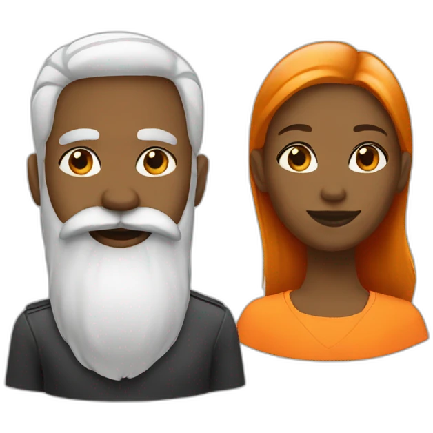 black female white beard orange mustache emoji