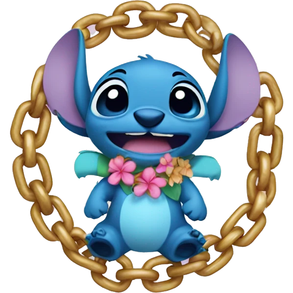 Stitch with a hawaiian hoola chain  emoji