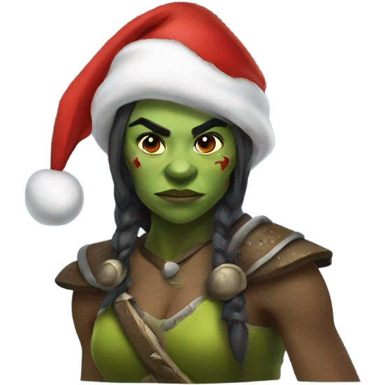 orc female warrior with santa hat emoji