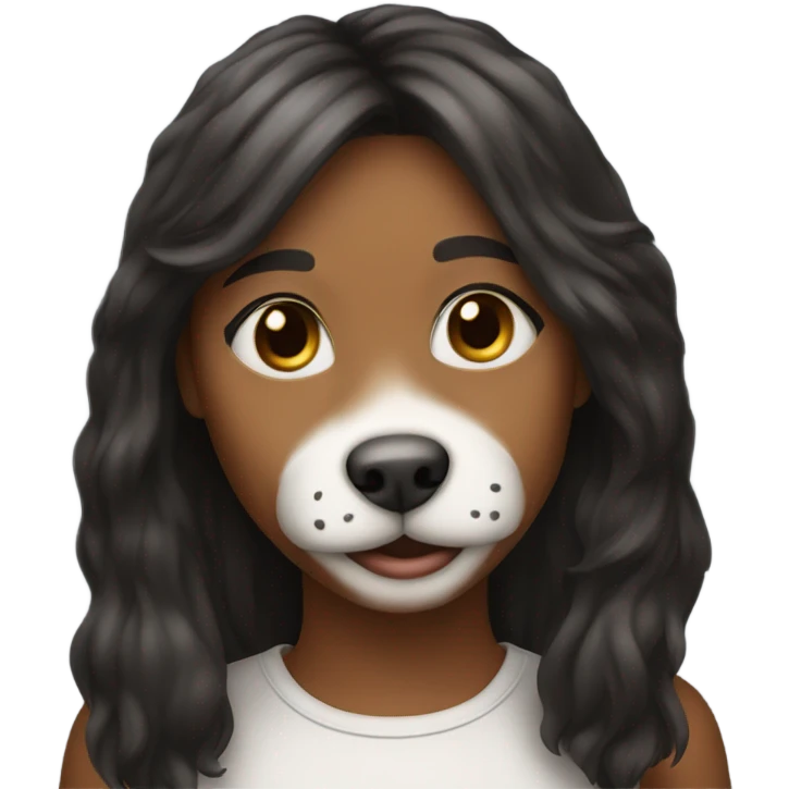smiling girl with dog only black and white fur  emoji