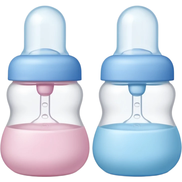 two pastel silicone baby bottle nipples, side by side, rounded bulbs, wide bases, smooth and slightly translucent, soft lighting, subtle shadows, no bottle or packaging emoji