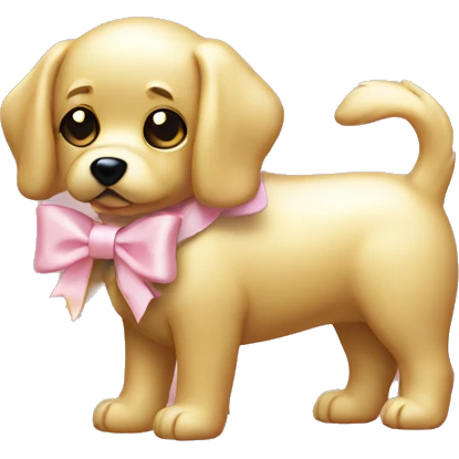 Gold dog mini with a bow pale pink emoji