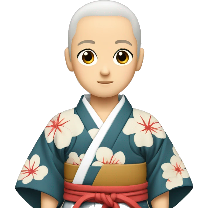 the son of a samurai,dressed in traditional kimono and kamaku emoji
