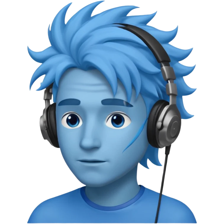 blue wind haired man with headphone emoji