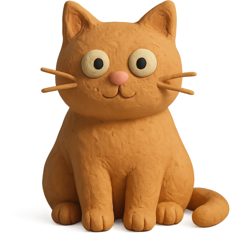 cute cat sitting in claymation style emoji