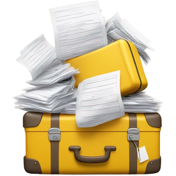 yellow baggage filled with documents emoji