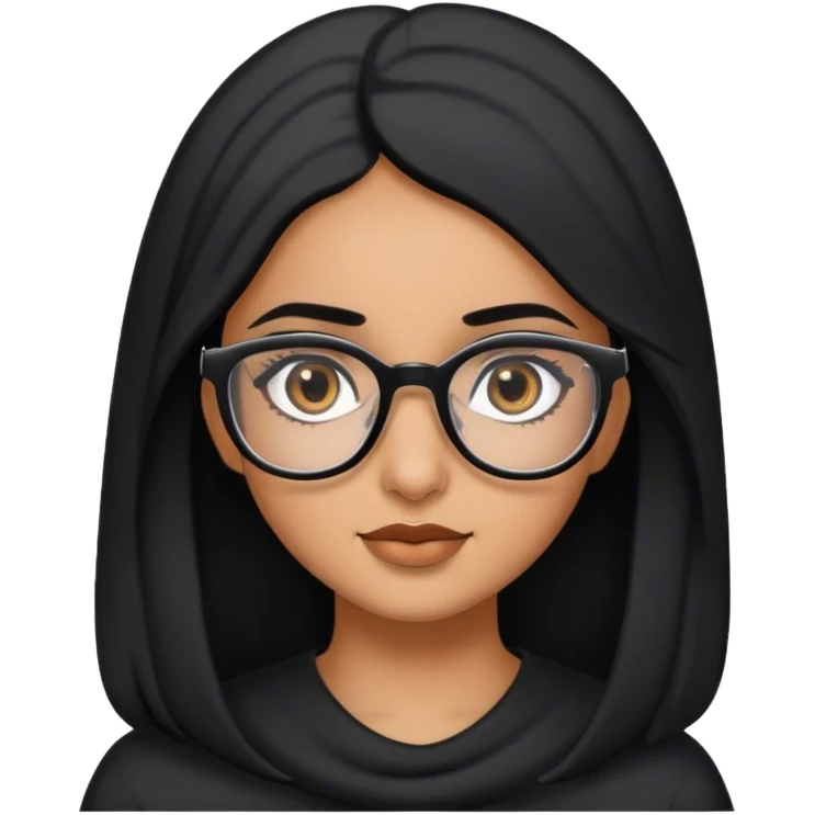 arabic brown girl with black hair  and glasses black colored eyes emoji