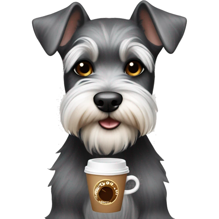 Mini schnauzer with coffee emoji