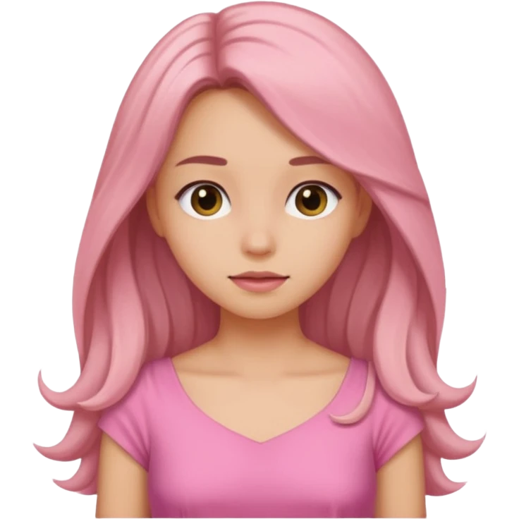 Girl with loose hair in a pink dress emoji