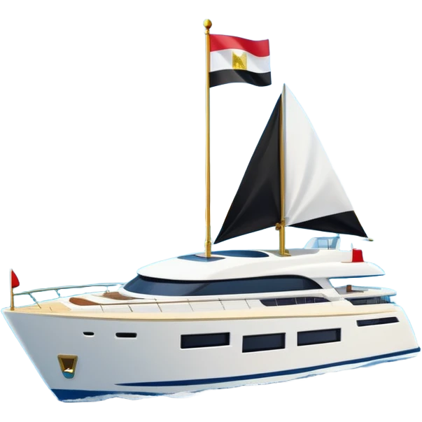 yacht with tiny Egyptian flag emoji
