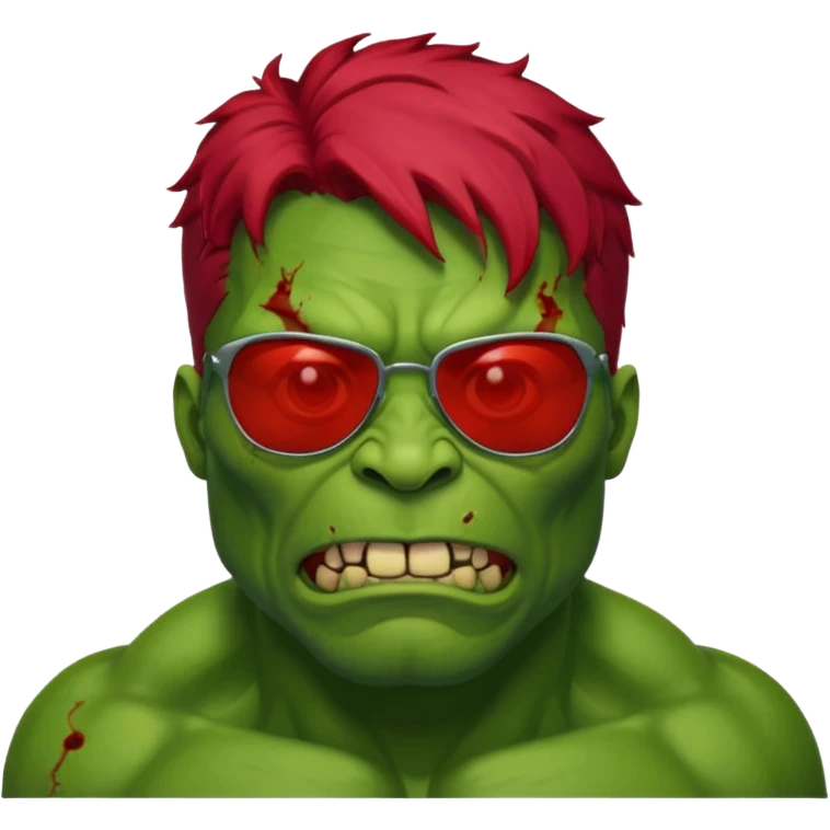 Zombie hulk with red hair and sun glasses emoji