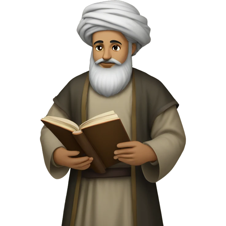 Nizami Ganjavi persian medieval author with a book in hands and black beard emoji