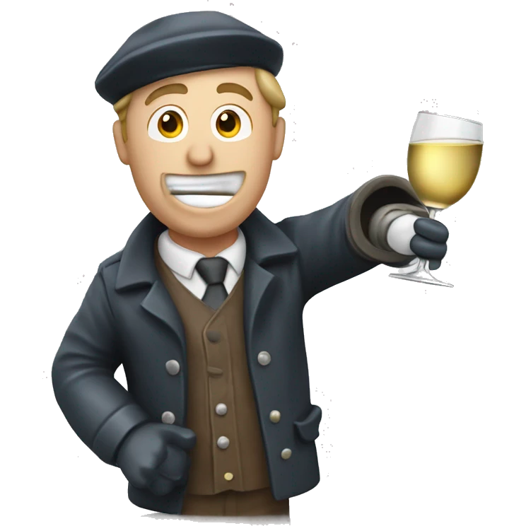 Drunken postman in snow drinking from wine decanter emoji