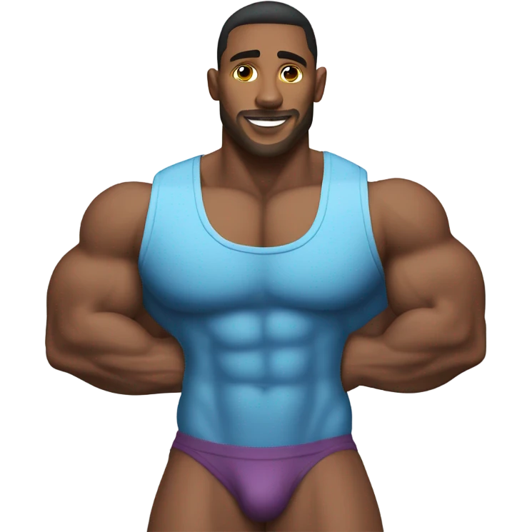 gay bodybuilder in jock in suite realistic emoji