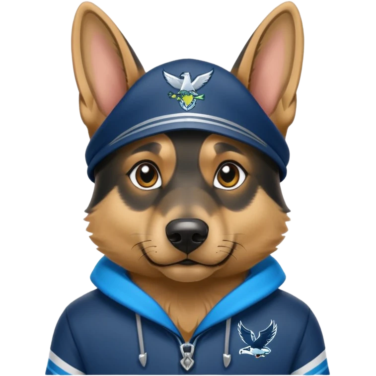 German shepherd in seahawk clothing emoji