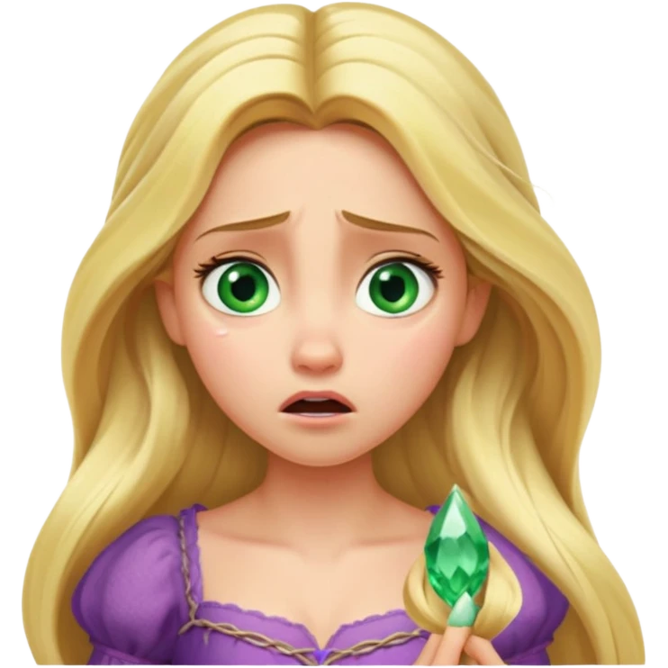 tangled disney rapunzel fair skin green eyes blonde hair horrified emoji