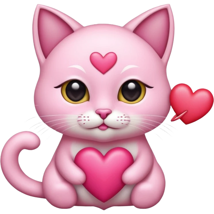 GATITA ENAMORADA CON UN MOÑO CON OJOS DE CORAZON  emoji